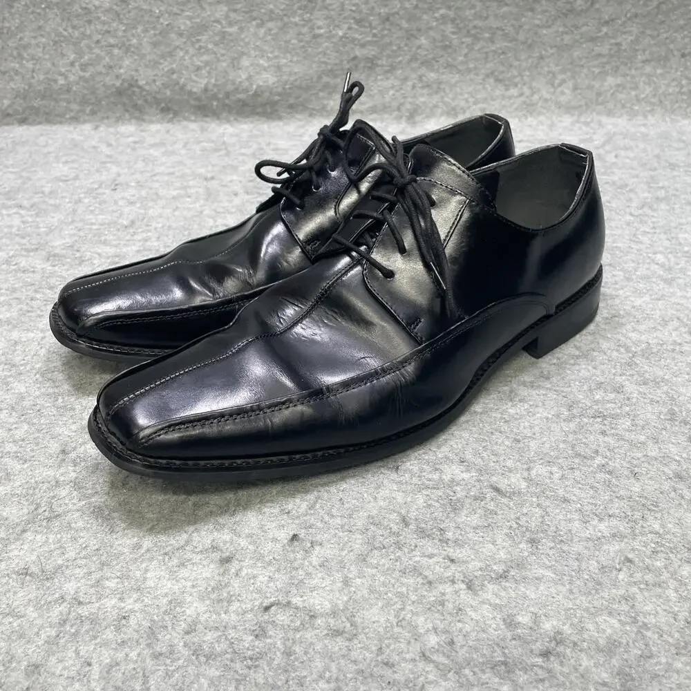 Stacy Adams Mens 11M Black Leather Square Toe Oxford Dress Shoes Lace Up Dapper